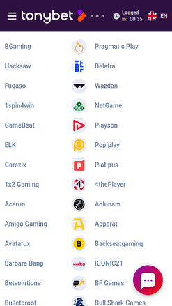 Développeurs de jeux mobiles de TonyBet Casino