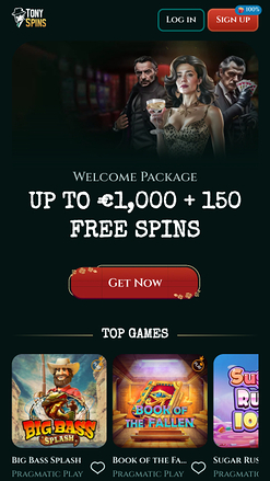 Page d'accueil du casino TonySpins