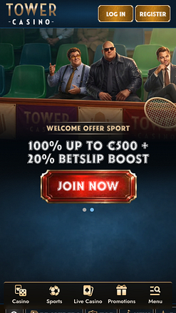 Pagina iniziale mobile di Tower Casino