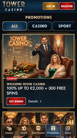 Promozioni per dispositivi mobili di Tower Casino