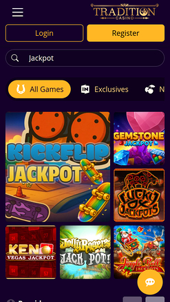Jackpot mobile du casino Tradition