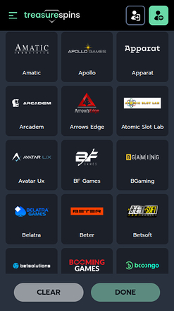 Desarrolladores de juegos móviles de Treasure Spins Casino