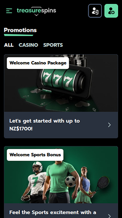 Promociones móviles de Treasure Spins Casino