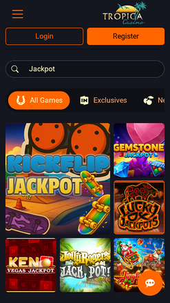 Jackpot mobile du casino Tropica
