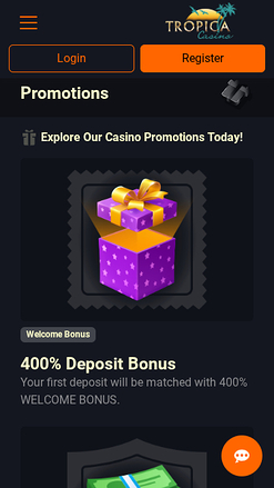 Promociones móviles de Tropica Casino