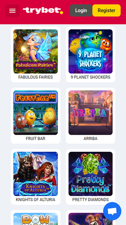 Jeux mobiles de Trybet Casino