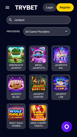 Jackpot mobile du casino Trybet