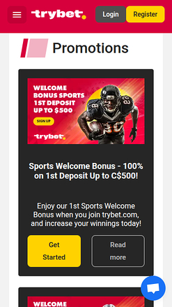 Promotions mobiles de Trybet Casino