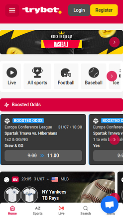 Sports mobiles de Trybet Casino