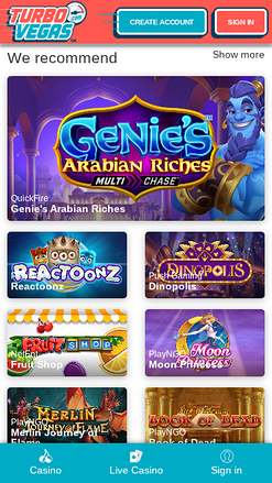 Jeux mobiles de TurboVegas Casino
