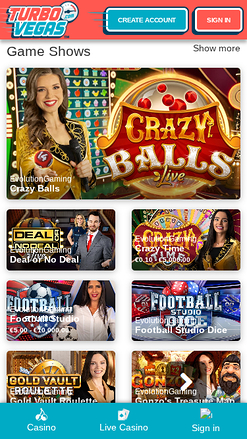 Croupier en direct mobile de TurboVegas Casino