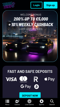 Turbowins Casino Mobile Homepage