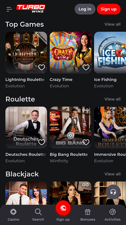 TurboWinz Casino Mobile Live Dealer