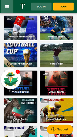 Sports virtuels mobiles de TuskCasino