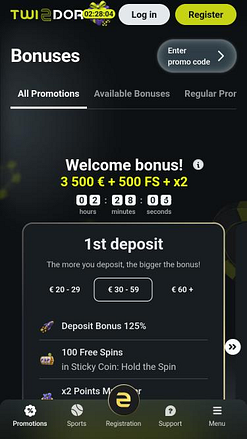 Twindor Casino-Aktionen – Mobile Seite