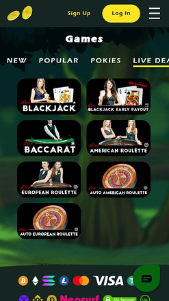 Croupier en direct mobile de Two Up Casino