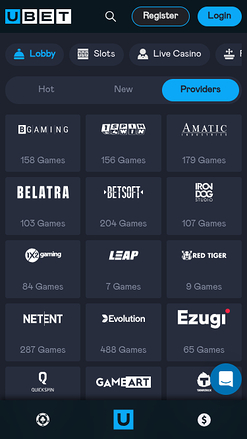 Desarrolladores de juegos móviles de Ubet Casino