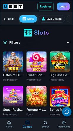 Мобильные игры казино Ubet