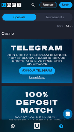 Promociones móviles de Ubet Casino