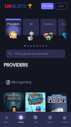 Proveedores de juegos móviles de UK Slots Casino