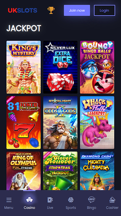 Jackpot mobile de UK Slots Casino