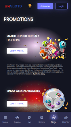 Promotions mobiles de UK Slots Casino