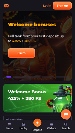 Unlim Casino Mobile Homepage