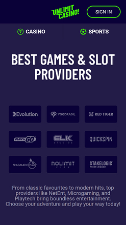 Unlimit Casino Mobile Game Developers