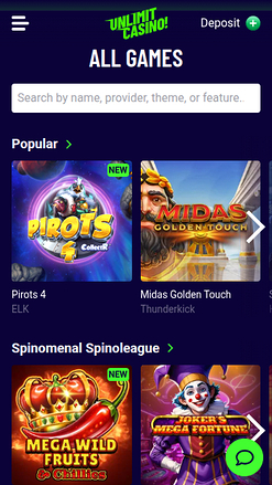 Juegos móviles de Unlimit Casino