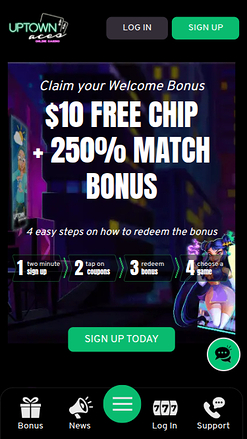 UpTown Aces Casino Mobile Homepage