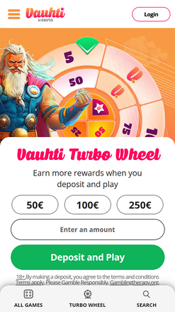 Vauhti Kasino Mobile Homepage