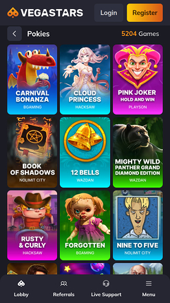 VegaStars Casino-Spiele