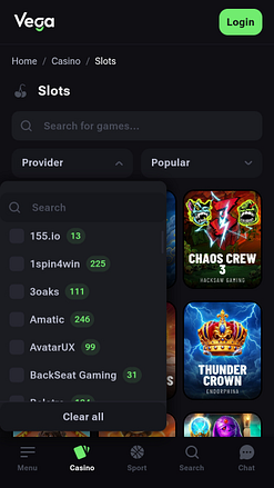 Desarrolladores de juegos móviles de VegaBet Casino