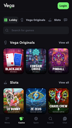 Juegos móviles del casino VegaBet