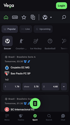 VegaBet Casino Deportes Móviles