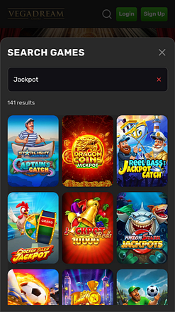 Jackpot mobile du casino Vegadream
