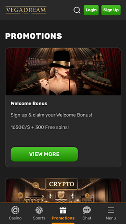 Promotions mobiles du casino Vegadream