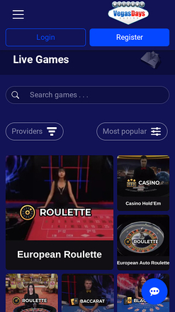 Casino mobile Vegas Days avec croupier en direct