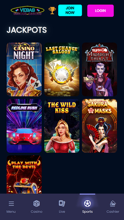 Jackpot mobile du casino Vegas Mobile