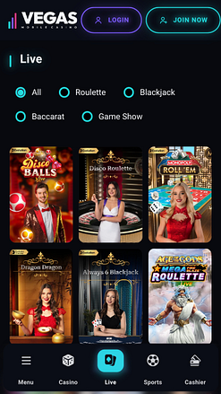Casino móvil de Las Vegas con crupier en vivo