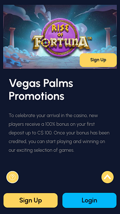 Promociones móviles del casino Vegas Palms