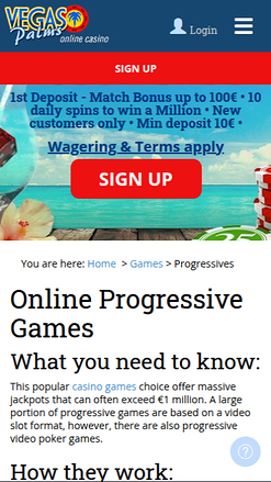 Promozioni mobile di Vegas Palms Casino