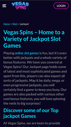 Vegas Spins Casino Mobile Jackpot