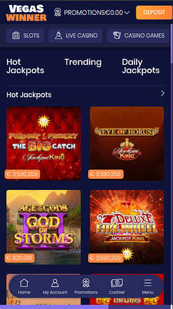 Jackpot mobile di Vegas Winner Casino