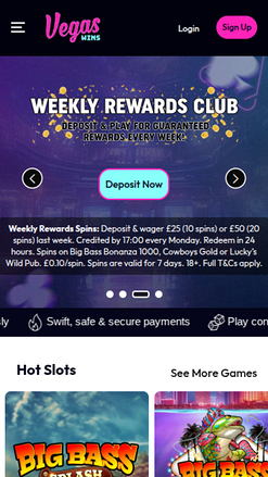 Vegas Wins Casino Mobile-Startseite