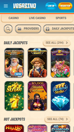 Bote móvil de Vegasino Casino