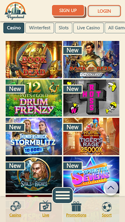 Jeux mobiles de VegasLand Casino
