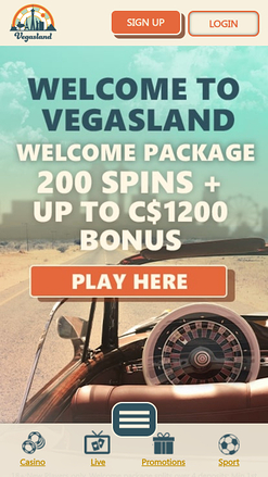 Page d'accueil mobile de VegasLand Casino