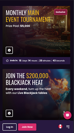 Tournois mobiles de VegasNow Casino