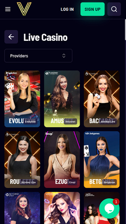Croupier en direct mobile de Vegaz Casino